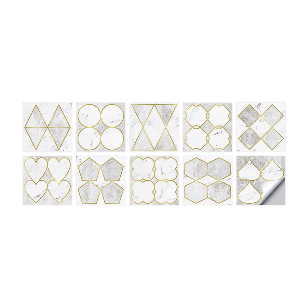 10-Pack European Style Floral Tile Wall Stickers for Living Room and Bathroom - Self-Adhesive PVC Crystal Film