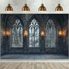 1pc Retro Castle Wall Background Photography Window Wall Background Studio Props Party Wedding Banner Decoration