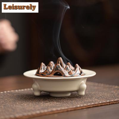 Chinesische Berge Tripodia Keramik Räucherhalter Wasserfontäne Dekoration Räucherkegel Meditationsräucherkegel Innenornamente
