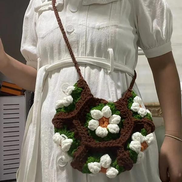 

WTEMPO Простые Элегантные Цветы Сумки через плечо на одном плече Универсальные сумки для поездок на работу/шопинга Сумка в стиле Майяр Подарки 1pc коричневый