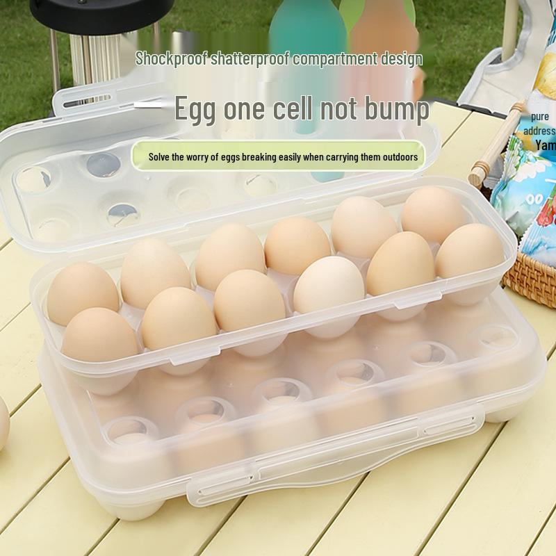 Shockproof Outdoor Egg Storage Box - Shatterproof, Transparent Plastic Tray for Camping and Refrigerator Use