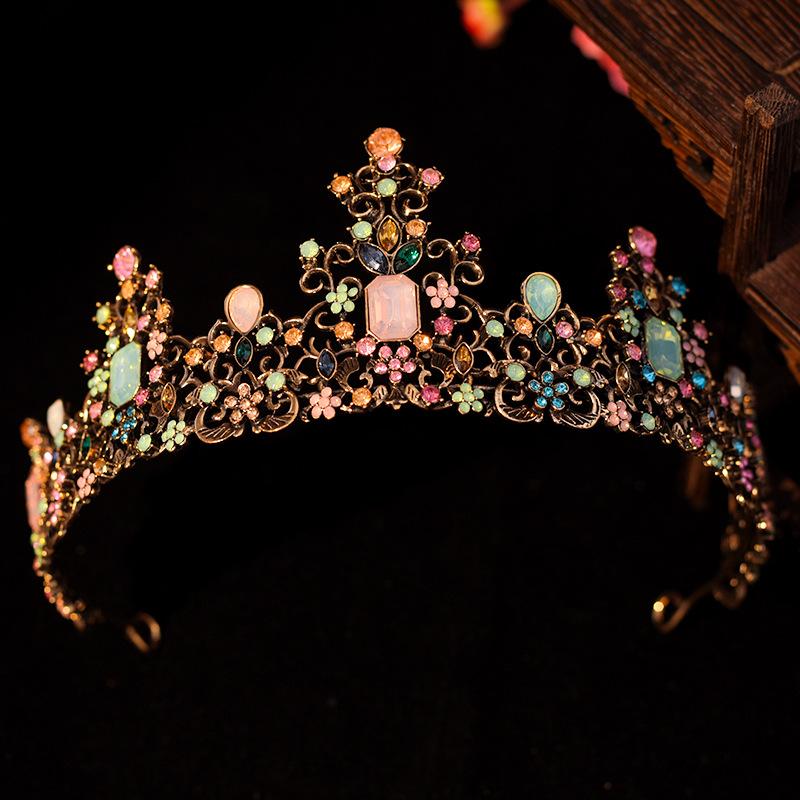 

Европейская Мода Барокко Круглая Корона Полукорона Цвет Классический Подиум Королева Корона Свадьба Невеста Свадебное Платье Головной Убор