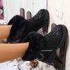Leopard Suede Block Heel Cotton Boots Winter New Round Toe Side Zipper Platform Anti-Slip Wear-Resistant Booties