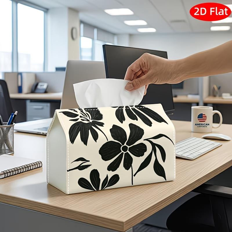 2D Flat, 1pc Tissue Box, Printed on Both Sides, Retro Design Tissue Holder Suitable for Home Parties And Car, Tissue Paper Organizer for Living Room A