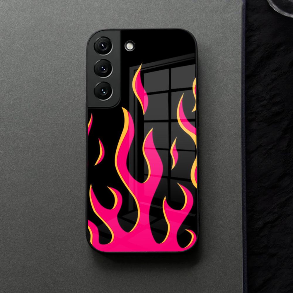 Fashion Flame Pattern Phone Case Glass For Samsung Galaxy S21 S26 S25 S22 S20 S24 S23 Ultra Fe Plus A16 A34 A54 A24 Coque