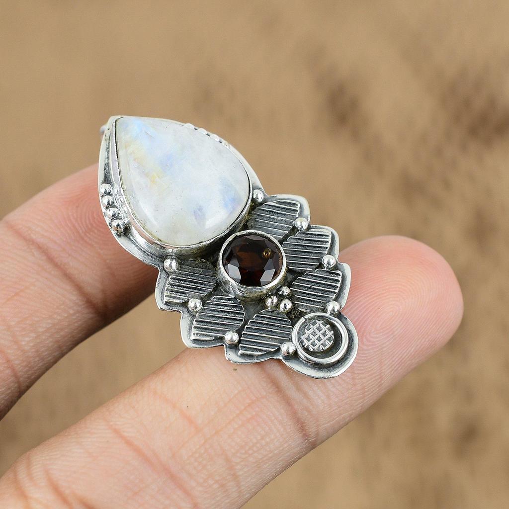 Prezent na Rocznicę Dla Niej Naturalny Kamień Księżycowy o Tęczowym Połysku Srebro 925