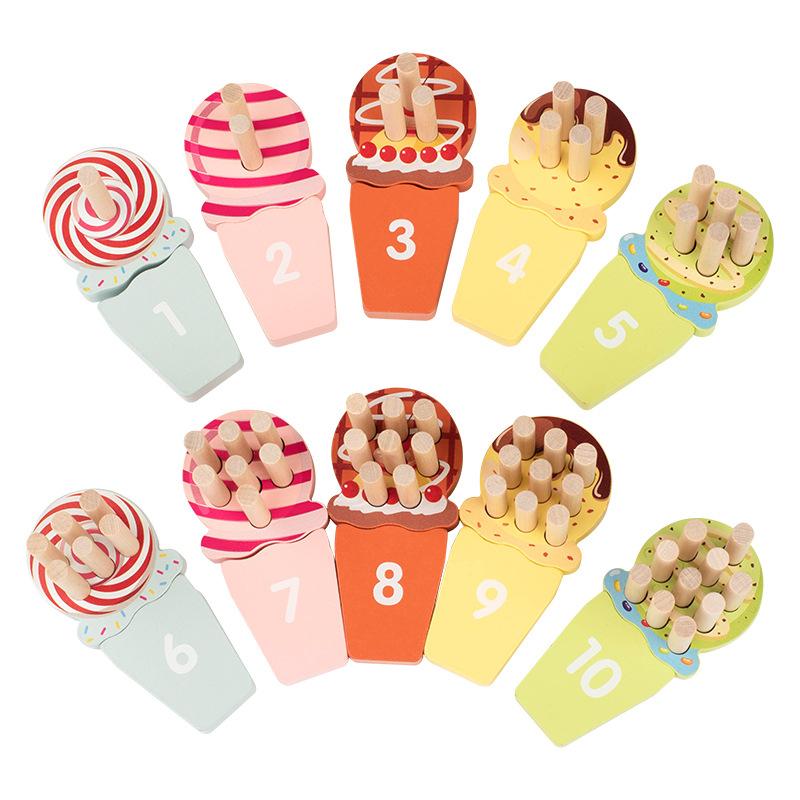 

Kid Ice Cream Counting Peg Board Math Toy Montessori Teaching Tool Number Matching Cognition Kindergarten Learn Educatinal Game