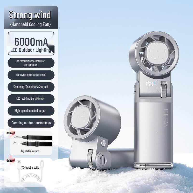 Portable High-Speed Cooling Handheld Fan with Ice Compress