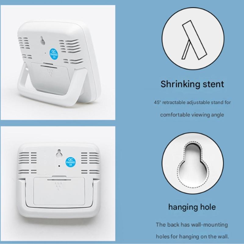 Indoor Thermometers Hygrometer Clock Featuring Large Display And ±1℃ Accuracy For Home Use HX6C