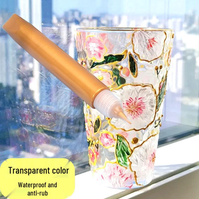 3D Stereo Glasmalerei Rahmen mit Gold Silber Umrissstift, Semitransparente, nicht brennbare, wasserfeste Pigmente für Glasbecher