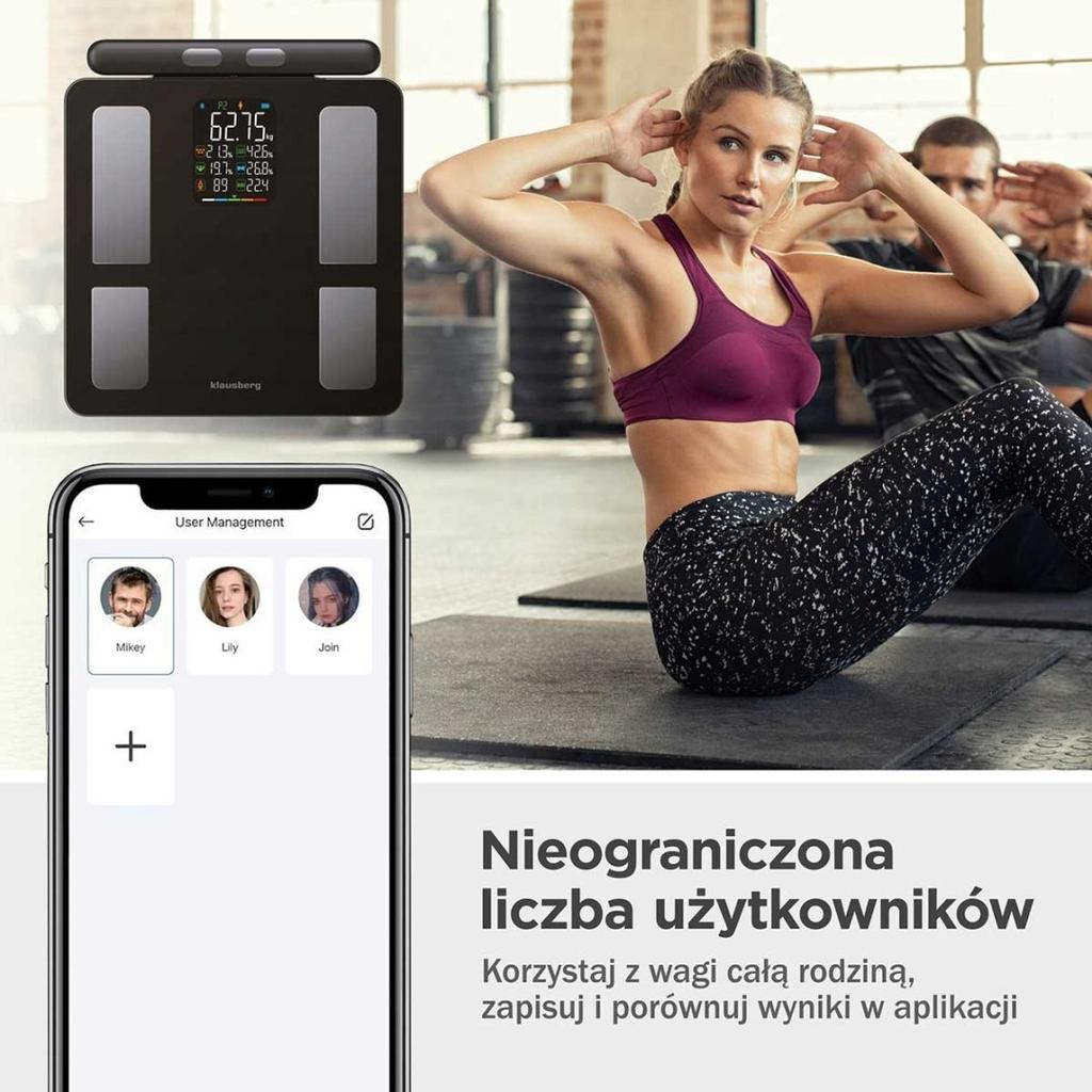 Analityczna waga łazienkowa smart ios android klausberg kb-7856