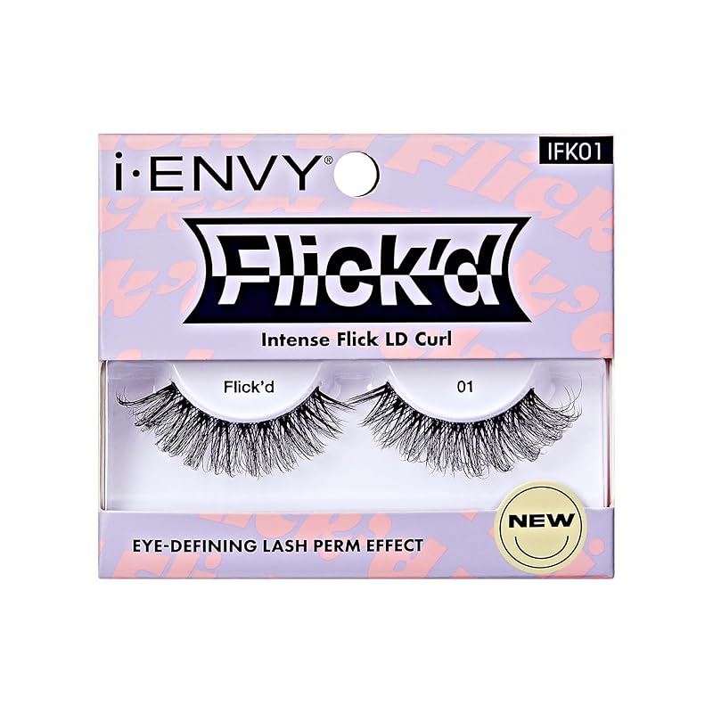 

i-ENVY False Lashes Flick d D-Curl Strip Lashes Volume Bouncy Natural Clear Band Cat Eye Dramatic Trendy Extensions Reusable Eye Lashes (07) 01