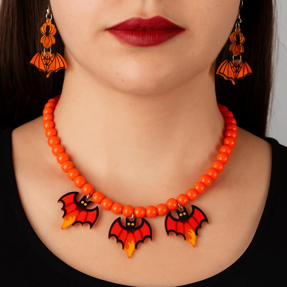 Acrylic Halloween Jewelry Sets Adjustable Choker Necklace Earring Set Beach Vacation Accessories