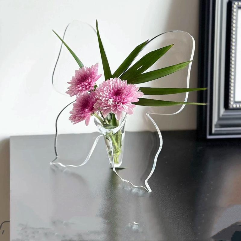 Acrylic Butterfly Vase, Minimalist Modern Home Decor Vase, Suitable for INS Style