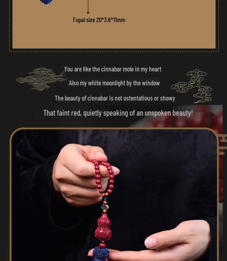 Cinnabar Auspicious Clouds Gourd Rearview Mirror Tassel - Premium Car Pendant Ornament