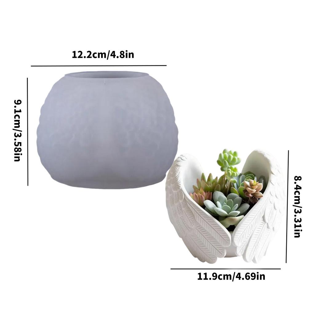 Engel Flügel Silikonform für DIY Resin Handwerk Kerzenhalter Pflanzgefäß Wiederverwendbare Texturdesigns