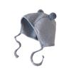 Soft Baby Hat with Double Ball Design Solid Color Warm Breathable Chin Tie Lightweight Infant Hat Headwear