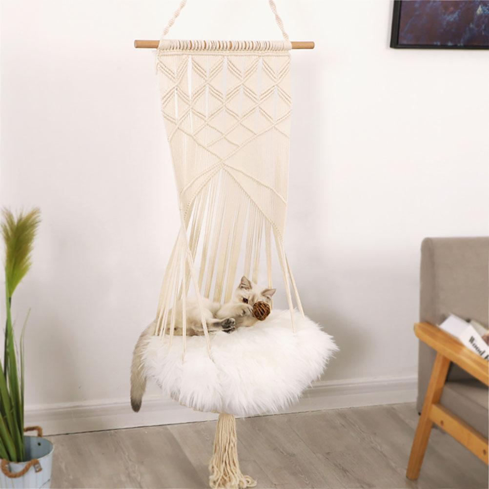 Macrame Cat Hammock Hanging Woven Cat Bed Macrame Wall Decoration