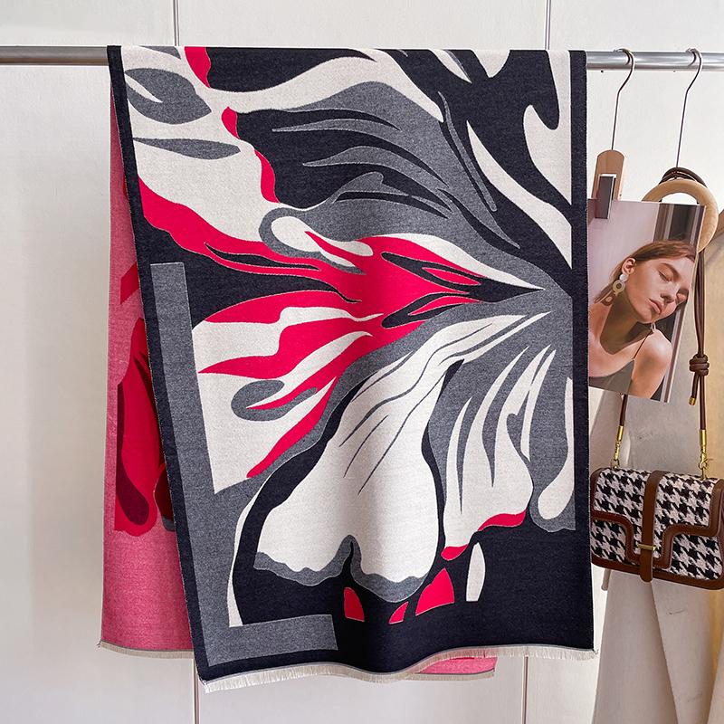 Thick Shawl Wrap Head Scarf For Women Winter Warm Cashmere Neckerchief Bandana Fashion Print Poncho Pashmina Bufanda
