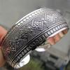 Antic Tibetan Silver Plated Tibet Totem Bangle Jewelry Cuff Wide Bracelet Women