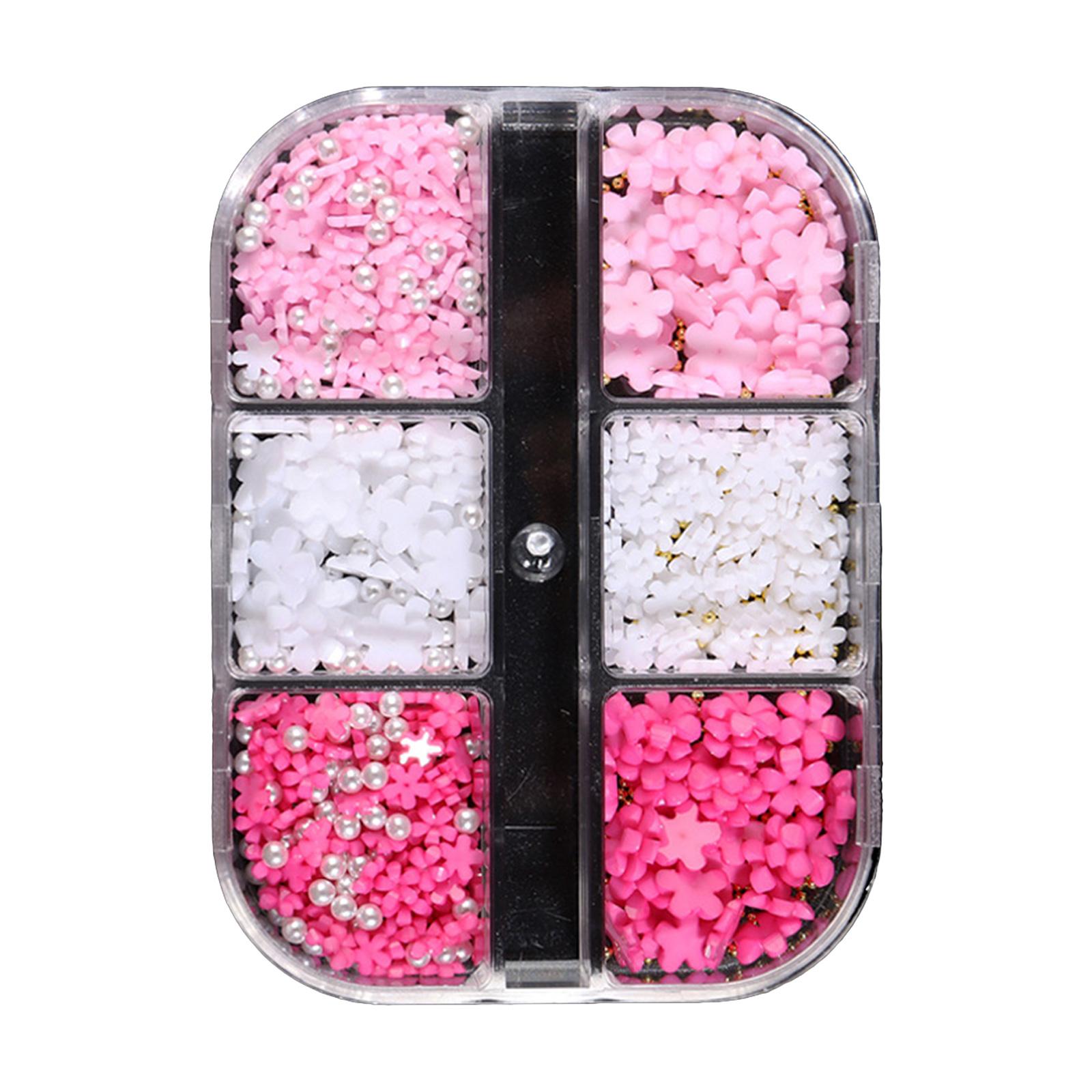 

6 сеток 3D Цветочные подвески для ногтей для акриловых ногтей Цветочные бусины для ногтей Цветочные смешанные украшения для ногтей DIY Украшения для ногтей GZH03