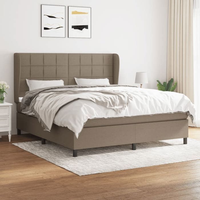 3127977 vidaXL Divan Bed with Mattress Taupe 160x200 Cm Fabric