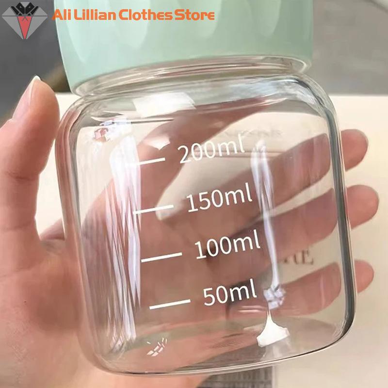 300ml High Borosilicate Glass Water Cup Transparent With Scale Mini Fat Cup Portable Juice Mug Drink Container Travel Home Gift
