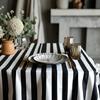 1pc Black and White Striped Tablecloth, Durable Polyester Tablecloth, Party Supplies, Tabletop Protection, Home Goods, Restaurant Decoration Tableclot