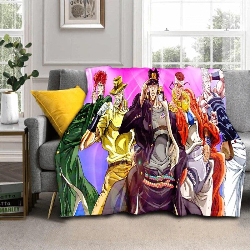Anime Jojo Bizarre Adventure Cosplay Body 3D Printed Flannel Blanket for Beds Hiking Picnic Fashionable Bedspread Throw Blanket