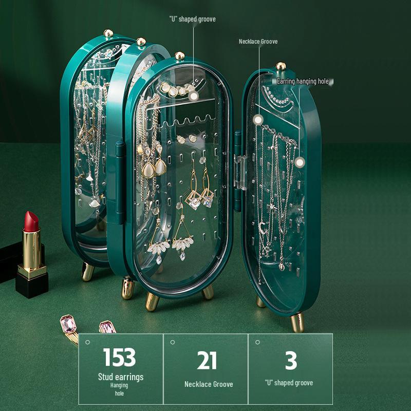 

Коробка для хранения украшений и подставка для демонстрации серег, пуссет и ожерелий зелёный