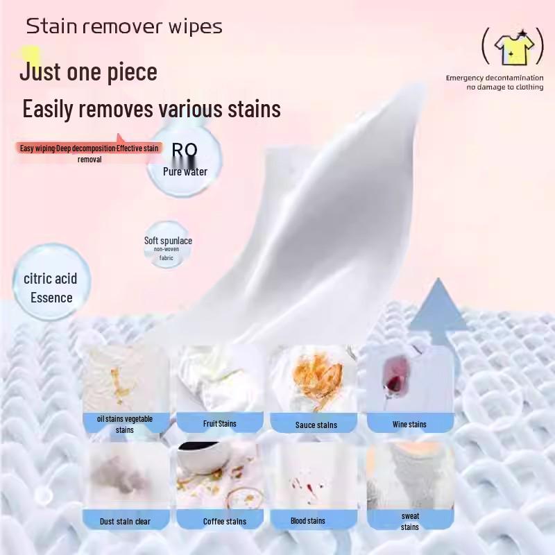 Clothing Stain Remover Wipes: Hand-Free, Emergency Stain Removal, 20 Individually Wrapped Pieces for On-the-Go Use.