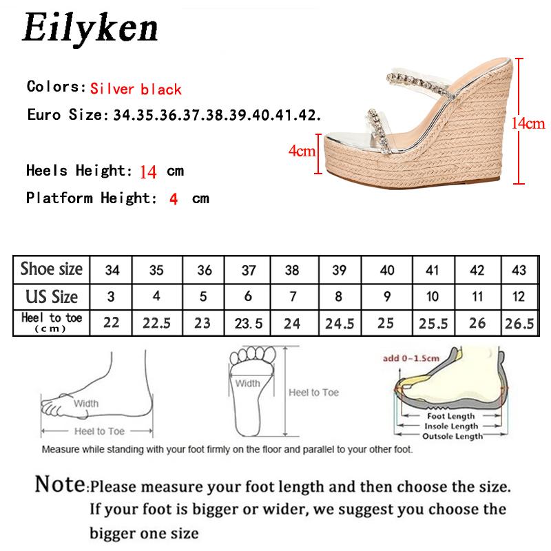 Moda Eilyken 2025 Nuevas Zapatillas de Plataforma de CRISTAL con Cuña Verano Zapatos Peep Toe Mujer Sexy Mules Super Altas Sandalias Femeninas