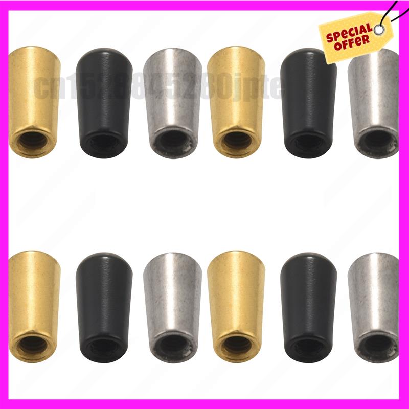 -ABUB 12Pcs Guitar Switch Tip, 3 Way Toggle Switch Knob Tip Cap Copper For Lp Epi Electric Guitar,Silver + Gun-Black + Gold