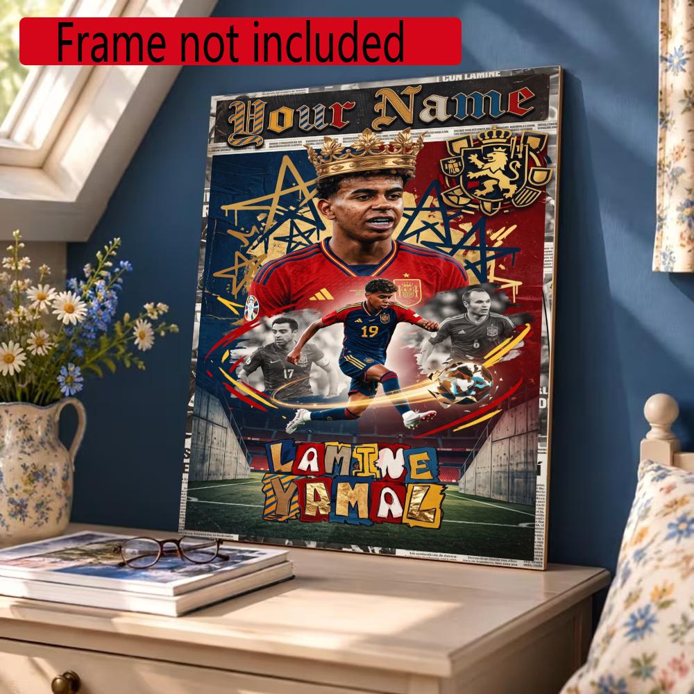 Lamin Yamal Customize Text Diamond Painting Round Diamond Mosaic Suitable For Beginners Diamond Painting Rhinestones Gift Frameless
