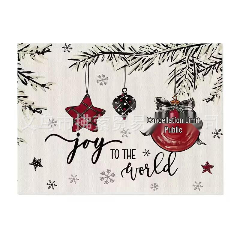 Cross Linen Christmas Placemat - Waterproof, Heat-Insulating Dining Table Decor