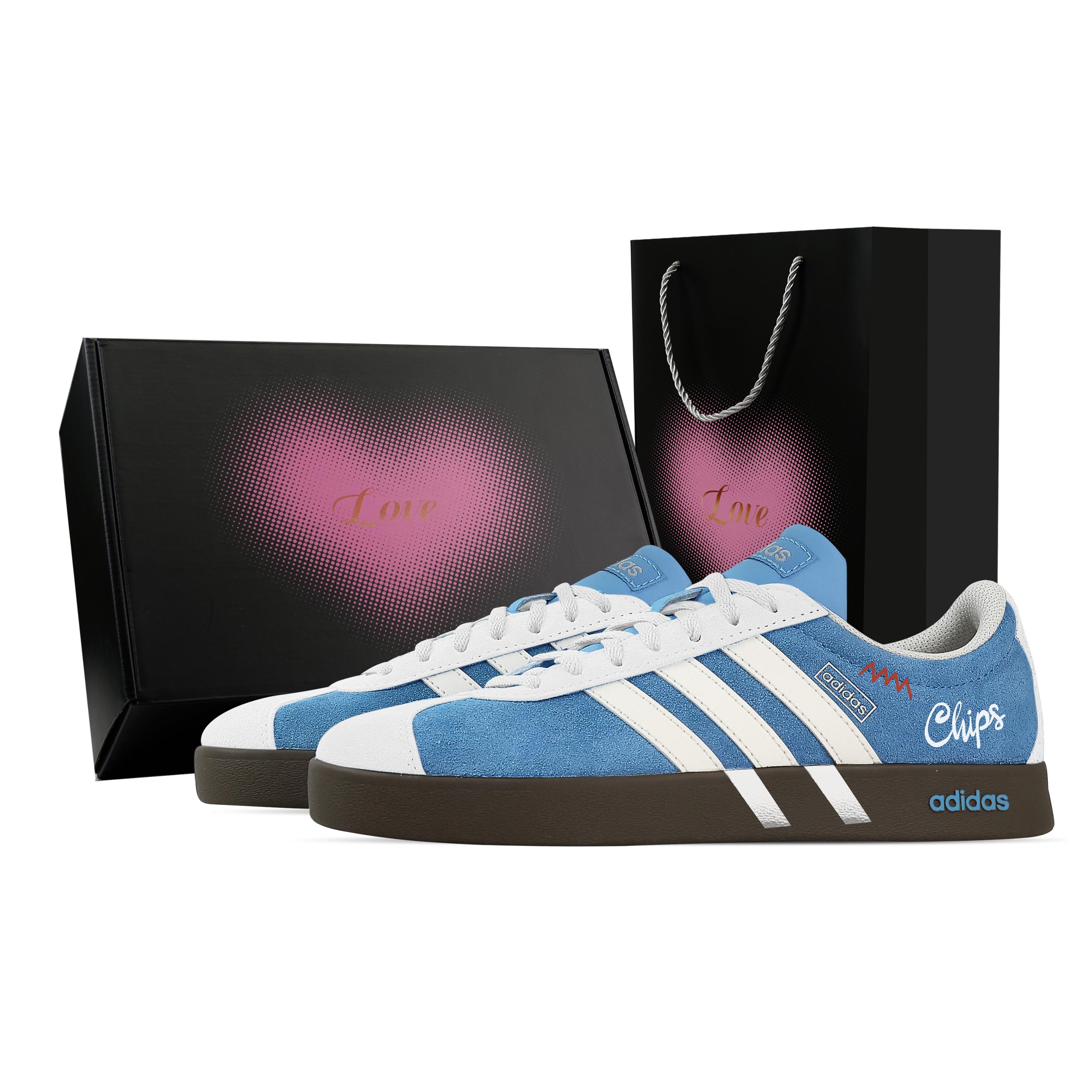 

Adidas VL COURT 2.0 Maris Sal Crispy Step, Heart Box Low top German Army Trainers Unisex Blue JI0496(Team773--) 36