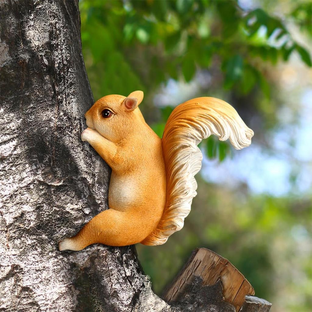 Voyyphixa Squirrel Tree Hugger Garden Statue Animal Garden Sculptures Climbing Squirrel Outdoor Yard Statues Tree Hanging Patio Lawn Yard Ornament