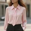 Autumn Long Sleeve Blouses and Shirts for Women Solid Color Casual Business Office Lady Tie Shirts Tops