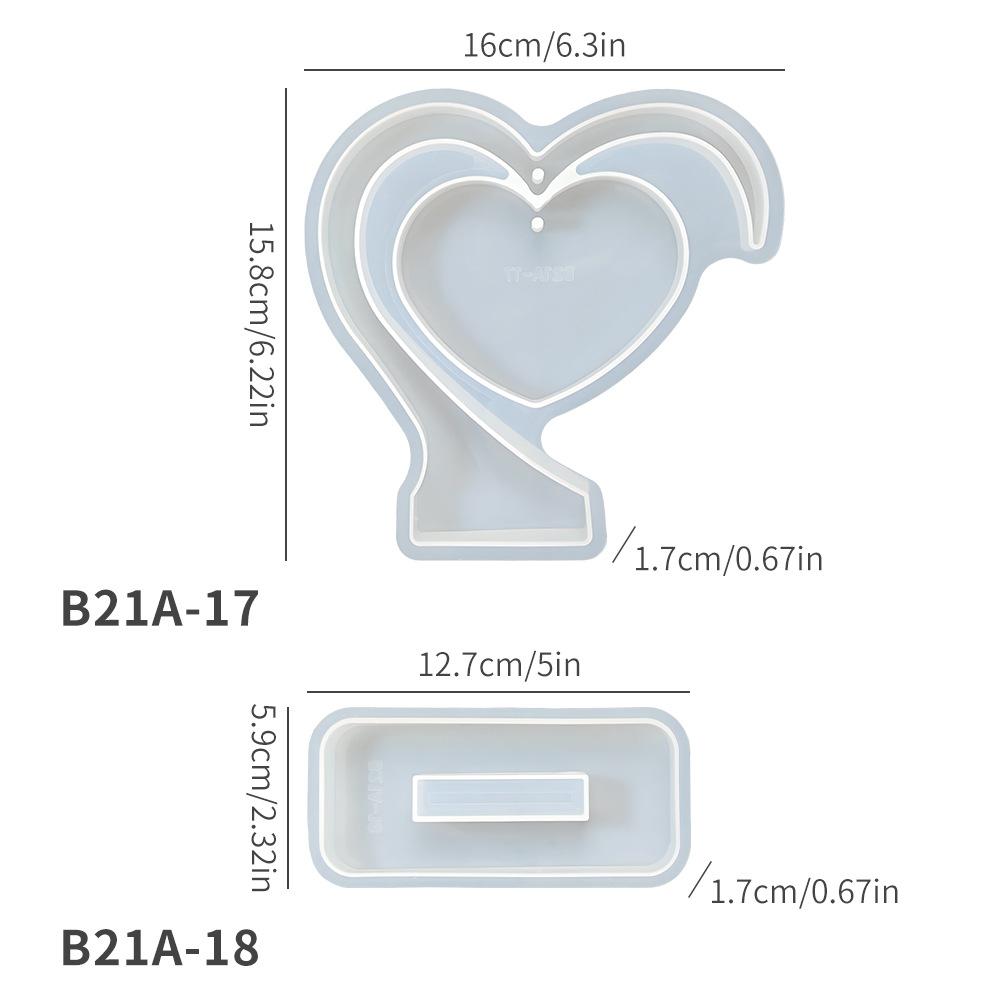Diy Epoxy Resin Mold Multifunctional Heart-Shaped Frame Mold Love Heart Photo Frame  Picture Frame Silicone Mould