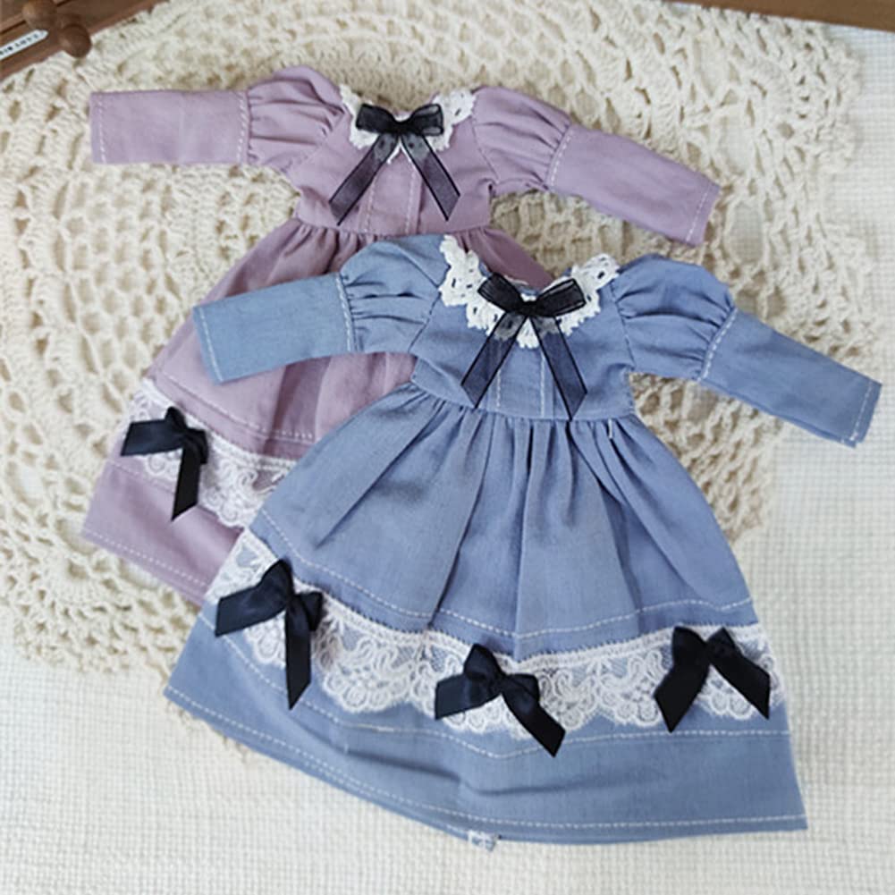 Rakulifey Blythe Outfit Set (Gray/Purple) - Includes Clothes, Dress, and Hair Accessory, Fits Obitsu 24 Dolls