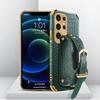 Crocodile Pattern Phone Case For Samsung Galaxy S25edge S24 FE S23 S22 S21 Ultra Plus FE Note 20 9 8 Back Cover With Wrist Strap