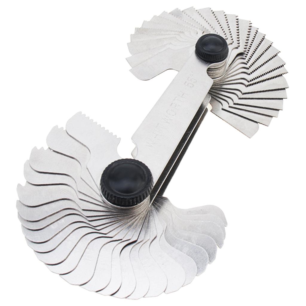 52pcs Stainless Steel Thread Gauge Metric and Imperial 55 60 Degree SAE Precision Gear Tooth Screw Thread Pitch Gauge Size Tool
