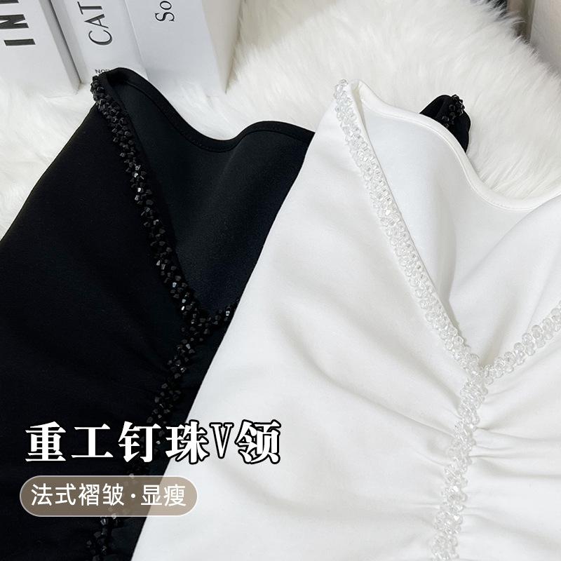 Autumn New Top with Bottoming Shirt Inside, Pleated Shirt with Long Sleeves Outside