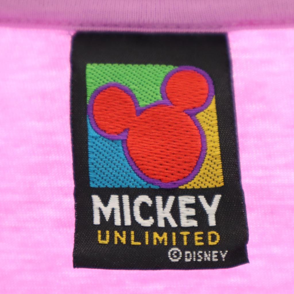 MICKEY UNLIMITED Check Pattern Short Sleeve T-shirt F Pink Women Used