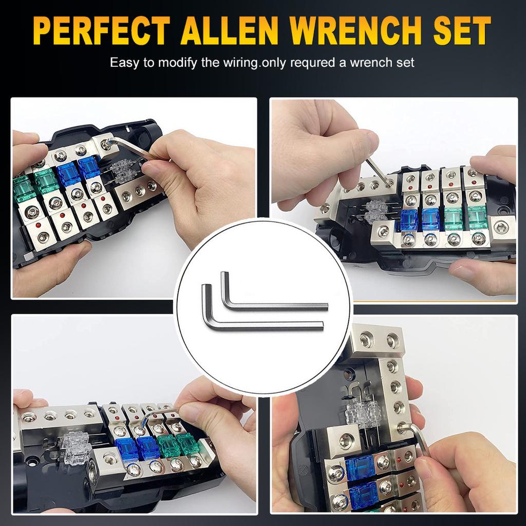 12V 24V 4 Ways Fuse Power Fuse Holder 30A 60A 80A Fuse Holder Power Distribution Block Fusebox Car Fuse for Boat RV Camper Truck