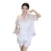 Short-sleeved shorts, summer loungewear set, simulated silk, cool pajamas can be worn outside, simple large-size ice silk pajamas