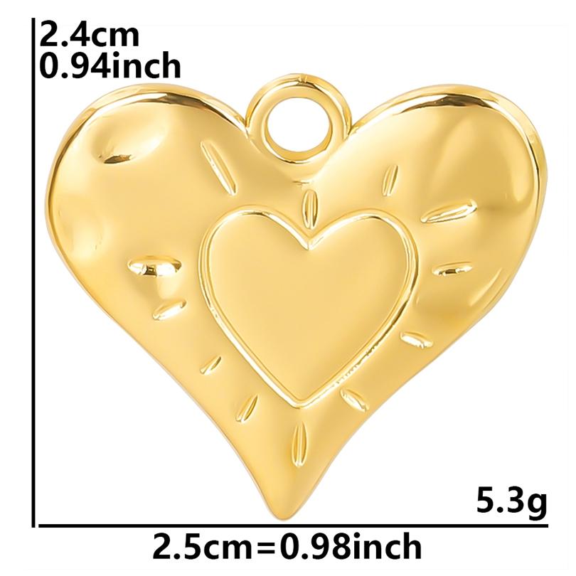 Personality 5pcs/Lot Stainless Steel Heart Pendants For Jewelry Making Supplies 18k Real Gold Plated Love Charm Pendant Findings