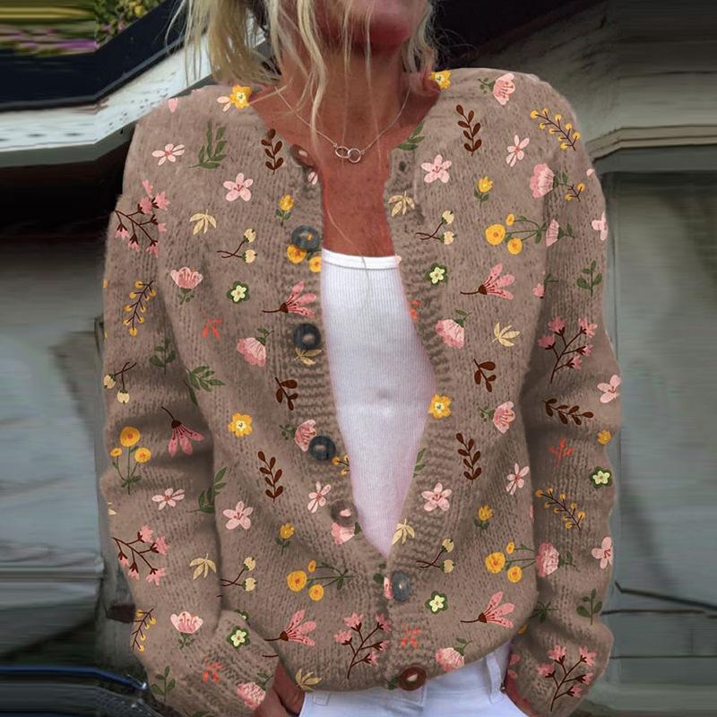 2026 foreign trade new 3D digital printing cardigan knitted jacket women's clothing early spring and autumn factory wholesale