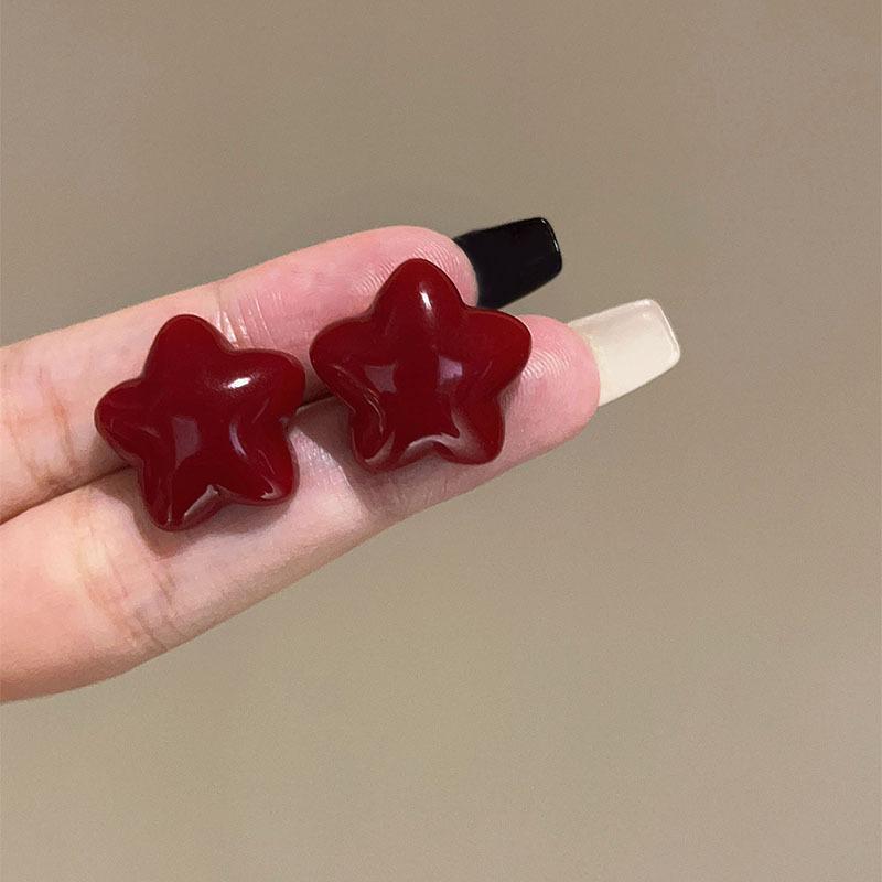 Maillard Coffee Color Amber Earrings Women's Autumn and Winter High-end Commuter Style Earrings Light Luxury Niche Design Earrings