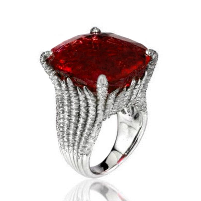 Luxury Red Women'S Ring, Geometric Domineering Ring, Generous Jewelry For Women